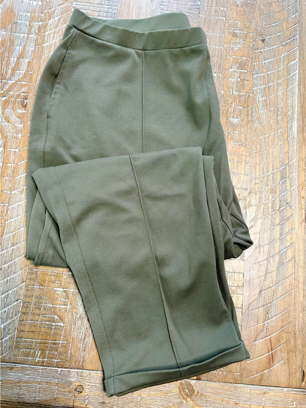 MANGO MNG Cuffed Seam Detail Lounge Pants - Olive Khaki Green Women 3XL - Picture 5 of 8
